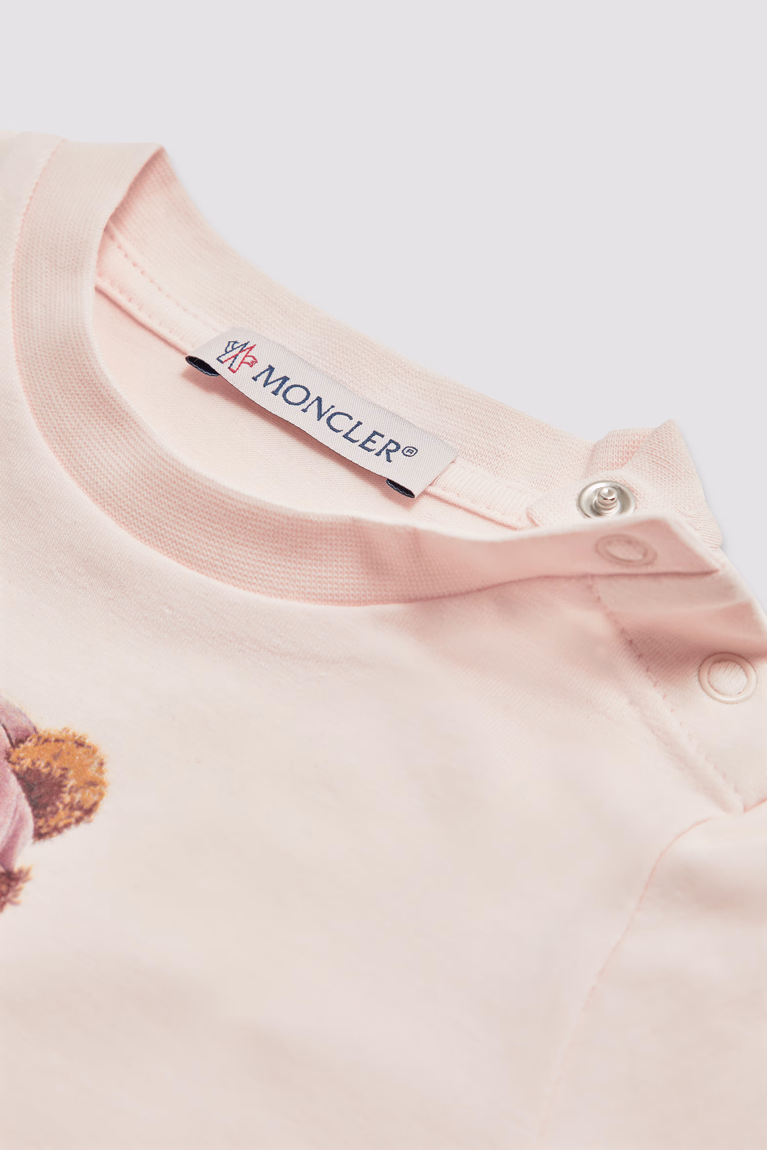 Teddy Bear Motif Cotton T-Shirt Girl Light Pink Moncler 4